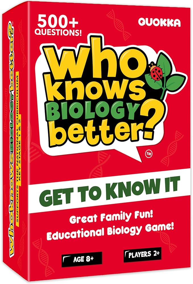 Board Games for Kids 8-12 – Family Card Games for Kids and Adults – Biology Trivia Cards for Family Game Night – Who Knows Biology Better – 500+ Questions – Fun Card Game for Families and Teens