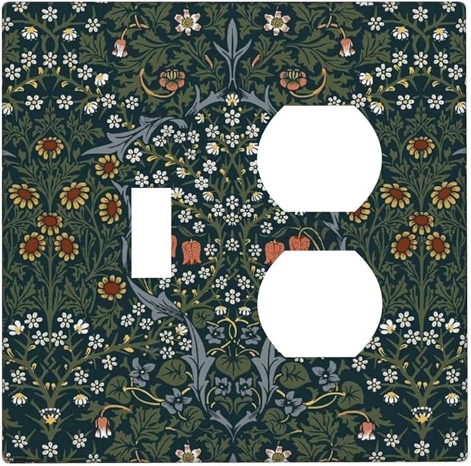 Wallplates Colorful Floral Boho Flower Plant Leaf 1 Toggle 1 Duplex Switch Plate Electrical Gfci Faceplate Decorative Light Switch Covers For Bed Room Living Room Decor