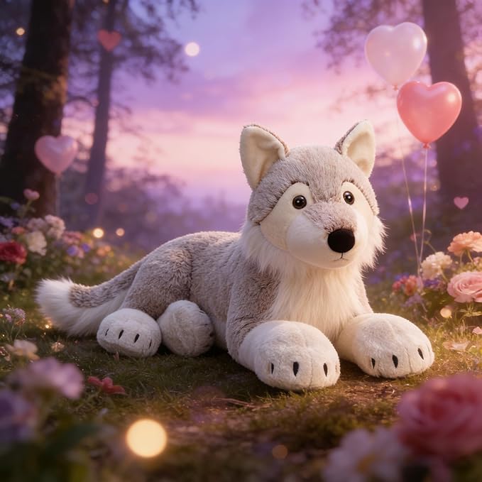 MaoGoLan Large Wolf Stuffed Animal for Boy, Giant Wolf Plush Toy for Girl, Stuffy Coyote for Kid, Realistic Stuffed Coyote Plush Pillow for Birthday Easter Gifts Baby Shower Party Decor, 47 inches