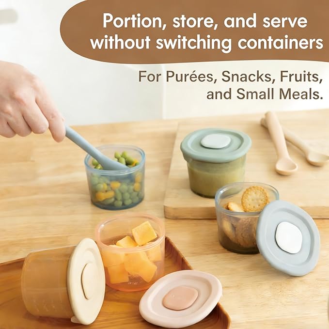 Moonkie Silicone Baby Food Containers | 4 oz Baby Food Storage Jars with Airtight Lids | Reusable Baby Food Jars, Freezer,Microwave and Dishwasher Safe, Perfect for Infant & Toddler