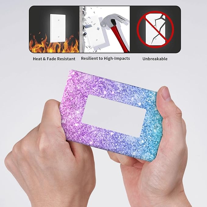 Pink Blue Mermaid Single Gang Rocker Light Switch Cover Plates Decorative Outlet Covers, 1 Gang Rocker Wall Plate
