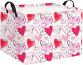 HIYAGON Rectangular Valentines Basket Fabric Storage Bin Storage Boxes Collapsible Storage Basket for Clothes Books Shelves Basket(Pink Purple Heart)
