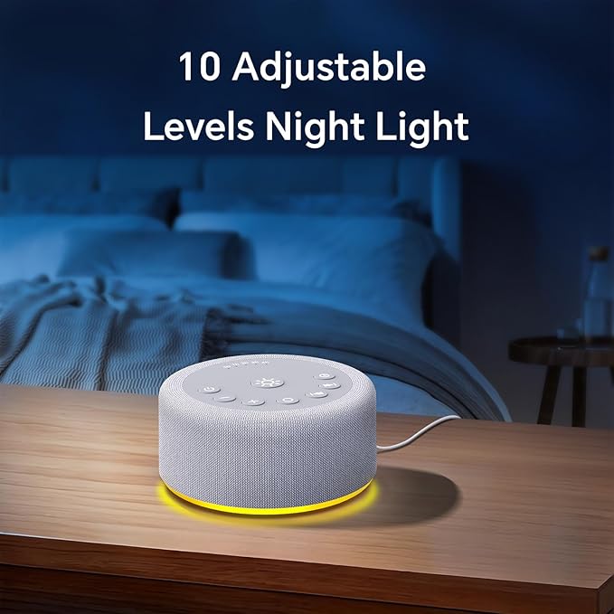 Sound Machine Night Light White Noise Brown Noise Machine 30 Non Looping Sounds 12 Lights 5 Timers 36 Adjustable Volume Memory Function Sleep Sounds Machine for Baby Kids Adult & Home Office Travel