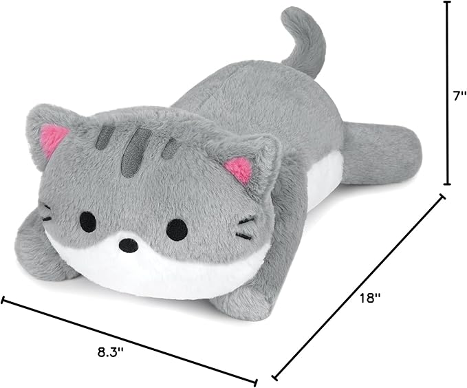Weighted Cat Stuffed Animals for Kids,18 Inch 2 lbs Weighted Cat Plush Pillow,Soft Kawaii Large Grey Kitten Stuffed Animal Cuddle Plush Toy for Gifts Birthday Christmas
