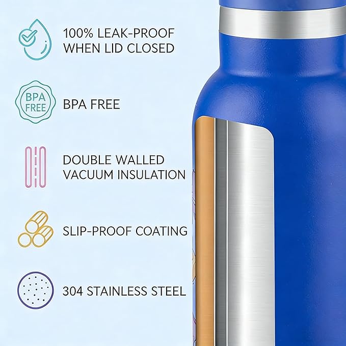 12oz Kids Water Bottle – Insulated Stainless Steel Bottle with Straw Lid, BPA-Free, Leak-Proof, for Toddlers & School Use