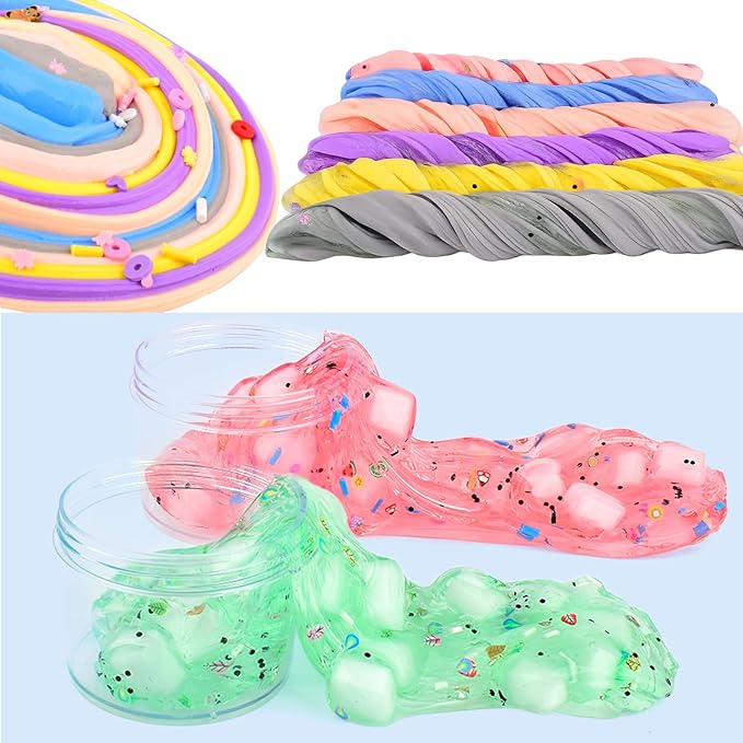 Slime Kit 12 Pack, with 6 Butter Slime and 6 Crystal Slime for Party Favors, Christmas Slime Putty Soft and Non-Sticky, Birthday Gift Carnival Prizes, Stress Relief Toy for Kids Education