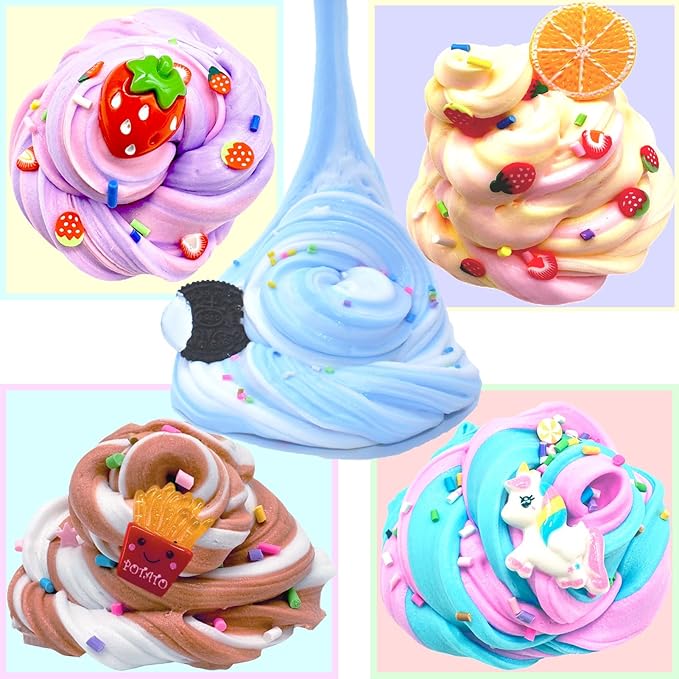 5 Pack Butter Slime,Pink Strawberry, Blue Ice Cream,Two-Toned Colorful Slime,Super Soft and Non-Sticky,Birthday Gifts for Kids,Party Favor for Girls & Boys.