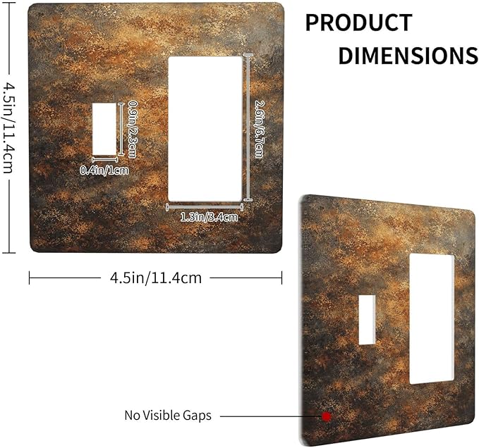 Decorative Outlet Covers Vintage Rust Pattern in Brown gold 2 Gang Light Switch Cover Plate Single Toggle 1 Rocker Wall Plates for Electrical Outlets Switch Plate Covers for Bedroom Decor