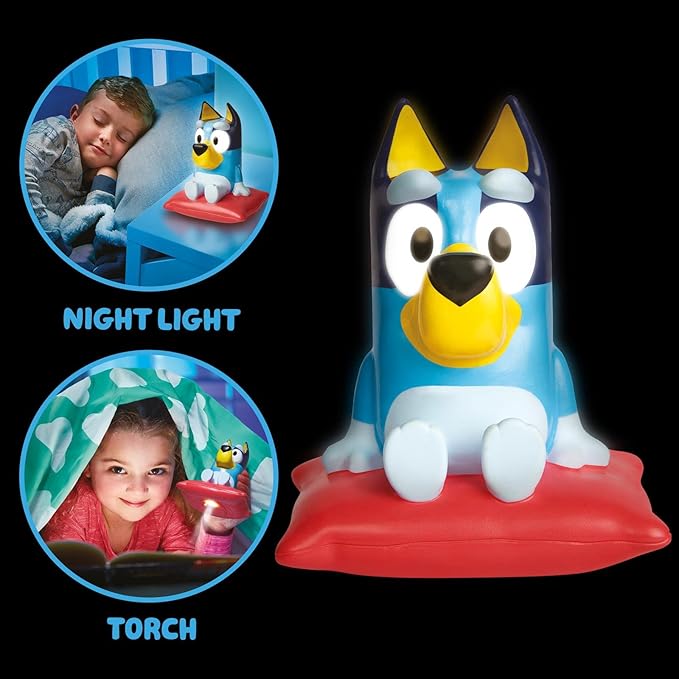 Goglow Bedtime Handy Bluey Nightlight, 2-in-1 Interactive Toddler Light & Flashlight with Auto-Off Timer, Soothing Night Light for Kids of Ages 2+