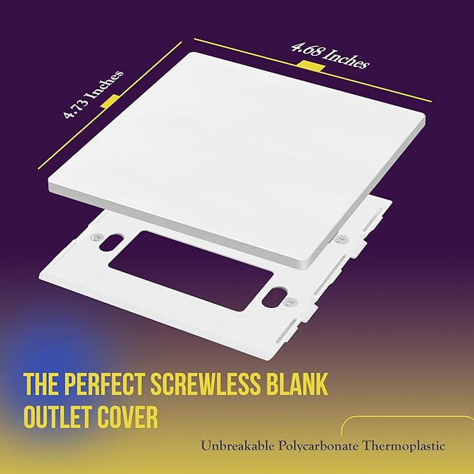 ENERLITES Screwless Double Blank Wall Plate, Child Safe Two Gang Blank Device Outlet Cover, Standard Size, 2-Gang 4.68" x 4.73", Polycarbonate Thermoplastic, UL Listed, SI8802-W, Glossy, White