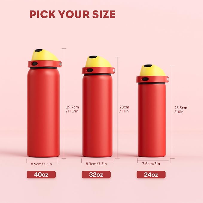 POWCAN 24 oz Travel Water Bottle: 2-in-1 Push-Button Spout & Quick-Flip Straw, Leakproof, Cold 24Hrs, Fits Car Cup Holder, Stainless Steel Cup for Sports, School, Commute, Camping (Mouse's Mischief)