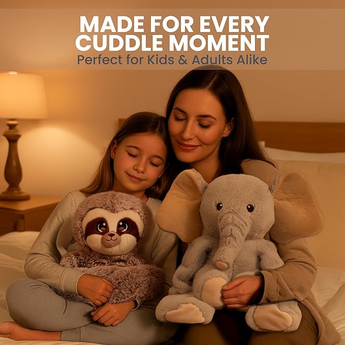 Huggle Healers Weighted Stuffed Animals for Adults, Teens and Kids - 36 Inch Long Plush Arms for Hugs - 4.5lb Elephant Stuffed Animal Plushies - Hathi Elephant