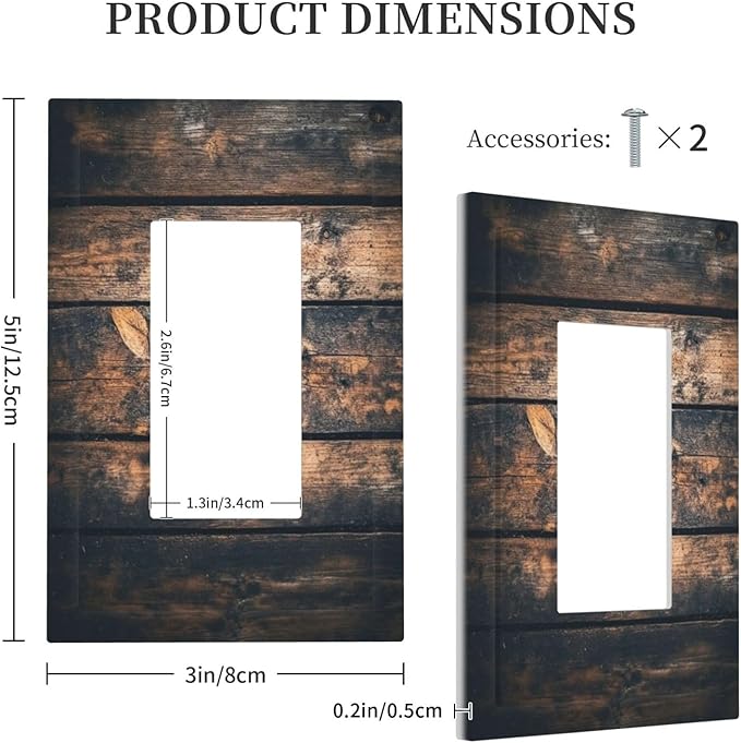 Decorative Outlet Covers Brown Vintage Wooden Board Rustic Wood 1 Gang Single Rocker Light Switch Cover Plate Wall Plates Gfci Faceplate For Farmhouse Cabin Decor