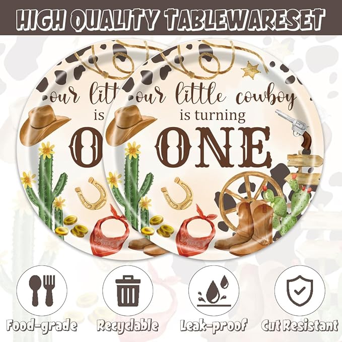 40pcs My First Rodeo Birthday Party Decoration Western Cowboy Rodeo Theme Party Desserts Paper Plates and Napkins for Birthday Baby Shower