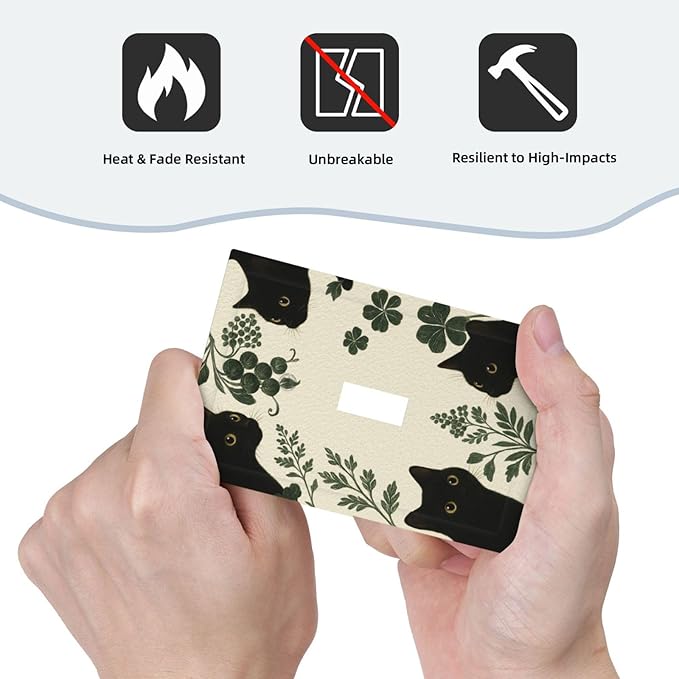 Decorative Light Switch Cover Plate Funny Black Cat Green Leaf 1 Gang Single Toggle Wall Plates for Electrical Outlet Covers Switch Plate Covers Faceplate for Bedroom Home Decor