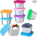 8Pack 6oz Stainless Steel Snack Containers for Kids, Leak Proof Small Food Storage Container with Silicone Lid, Easy Open Leak Proof Stainless Steel Food Storage Containers with Silicone Lids