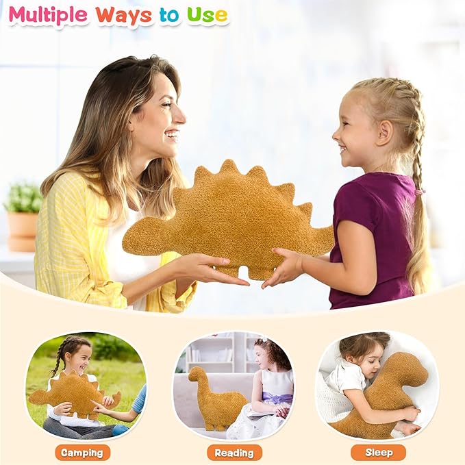 Andywoo Dino Chicken Plush Nuggets Pillow for Funny Birthday Gifts, Cute Funny Stuffed Animals Toy for Boy and Girl, Dinosaur Gifts for Kids Teens and Adults (Kentrosaurus, Large)
