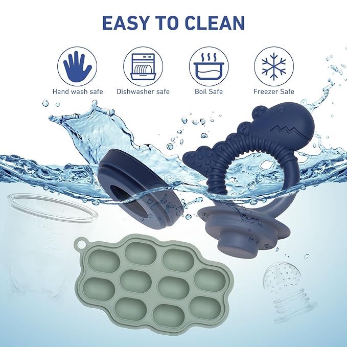 Baby Breastmilk Popsicle Molds & Fruit Feeder Pacifier, Silicone Baby Food Freezer Tray Storage Containers for Infant Teething Self Feeding