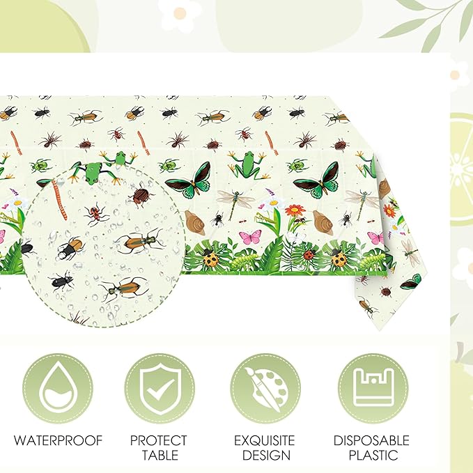 41Pcs Bug Birthday Party Decorations, Kids Garden Insect Explorer Adventure Themed Tableware Set Bug Paper Plates Napkins Tablecloth,for Garden Nature Themed Birthday Baby Shower Insect Party Supplies
