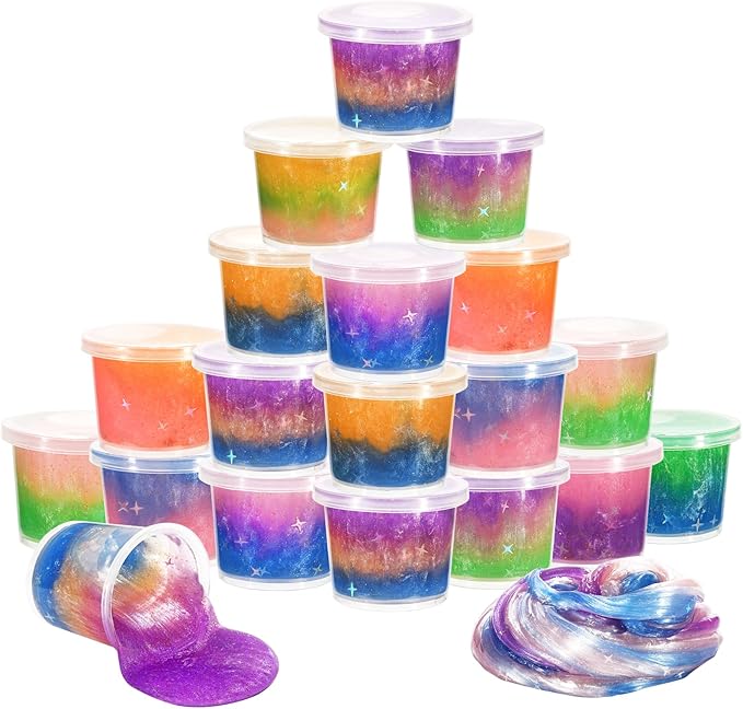 24 Packs Colorful Galaxy Slime, Stretchy & Non-Sticky,Idea Stocking Stuffers for Christmas,Party Favors, Sensory and Tactile Stimulation, Stress Relief, Educational Game, for Girls & Boys