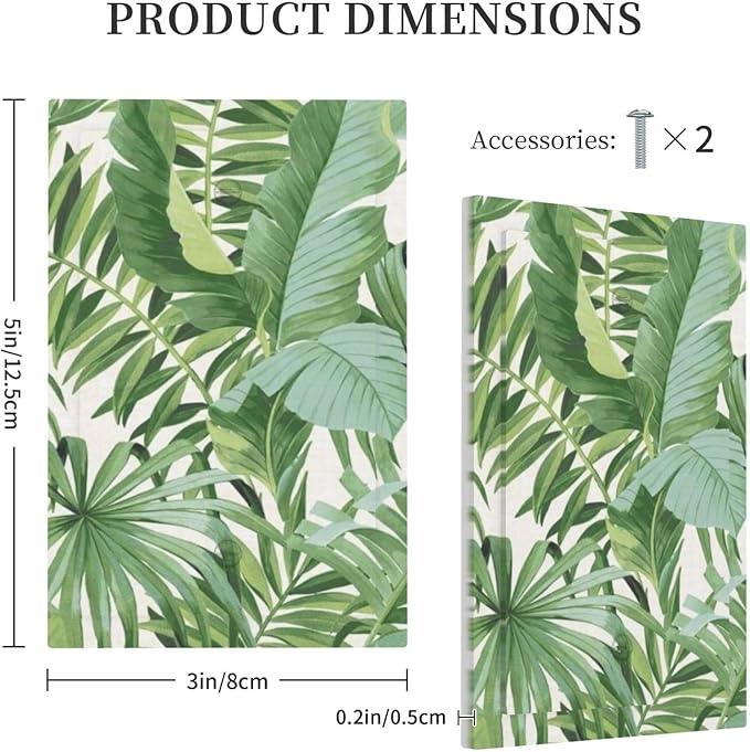 Green Tropical Palm Tree Leaf 1 Gang No Device Outlet Wall Plate Blank Light Switch Cover Switchplate Electrical Decorative Faceplate Bedroom Decorate