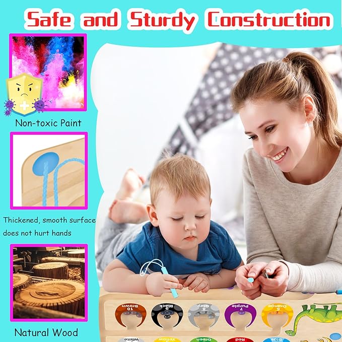 HONGID Dinosaur Toys,Magnetic Color and Number Maze, Montessori Toys for 2 3 4 5 Year Old,Learning Educational Sensory Toys for Toddlers and Kids Boys Girls,Christmas Stocking Stuffers for Kids