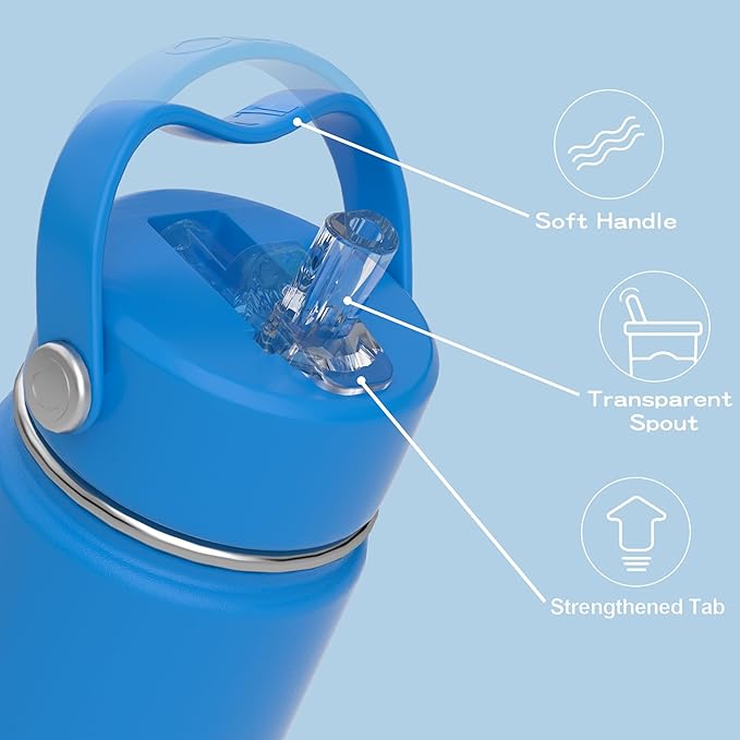 OISIZ 18oz Kids Water Bottle with Straw Lid, Vacuum Insulated Water Bottle Stainless Steel Water Bottles for Kids for School, Leakproof Water Bottle, BPA Free and Keep Cold for 24 Hours