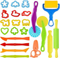 LCY WEDSHI Dough Tool Set, 22 Pcs Dough Tools Sets for Kids Ages 4-8, Dough Accessories Includes Cutters Roller, Rolling Pins, Safety Scissors, Plastic Knife, Animal Shapes Cutters