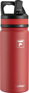 Fanhaw 18 Oz Kids Insulated Water Bottle with Straw Lid – Stainless Steel Double Wall Vacuum, Leak-Proof, BPA-Free Water Bottles for School Boys & Girls(Red)