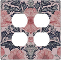 Pink Floral Vintage Botanical Boho Flower Outlet Covers 2 Gang Double Duplex Decorative Light Switch Covers Electrical Wallplates Socket Faceplate for Farmhouse Home Decor