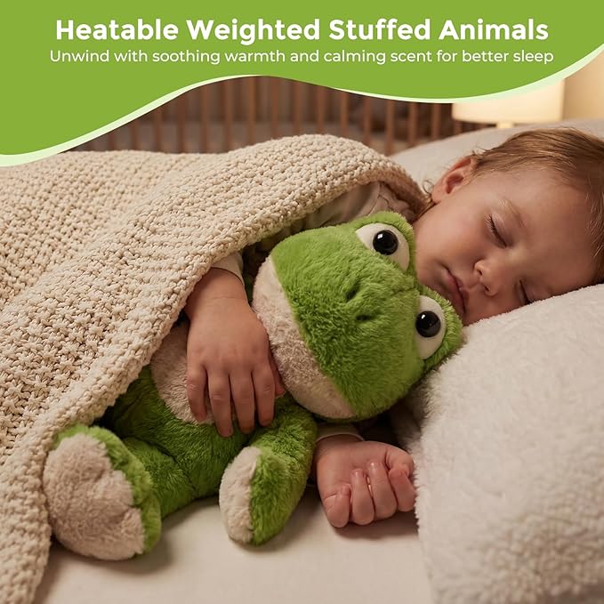Microwavable Weighted Frog Plush,Heating Pad Stuffed Animals for Period Cramps, Heatable&Coolable Frog Stuffed Animal Toy with Lavender Scented for Pain Stress, Cozy Gifts for Kids Women