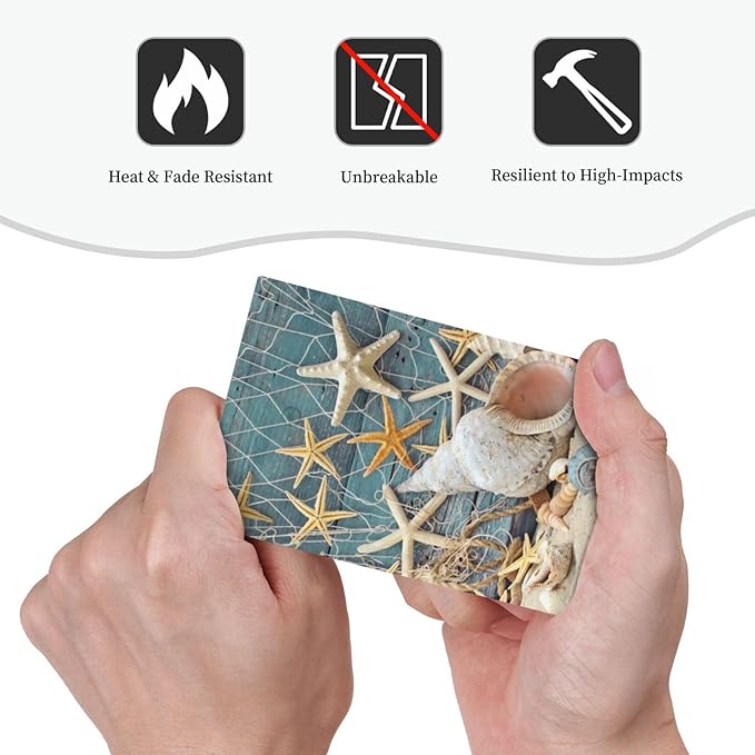 Nautical Beach Starfish Teal Wood 1 Gang No Device Wall Plate Decorative Blank Light Switch Cover Switchplate Electrical Faceplate for Bathroom Home Bedroom Art Decor