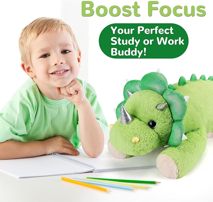gnomantic Triceratops Weighted Stuffed Animals - 28 Inch 5.0 Pounds Weighted Plushies Dinosaur Stuffed Animal - Large Dino Plush Pillow - Cute Plush Toy Gifts for Kids & Adults (28" 5.0 lbs)
