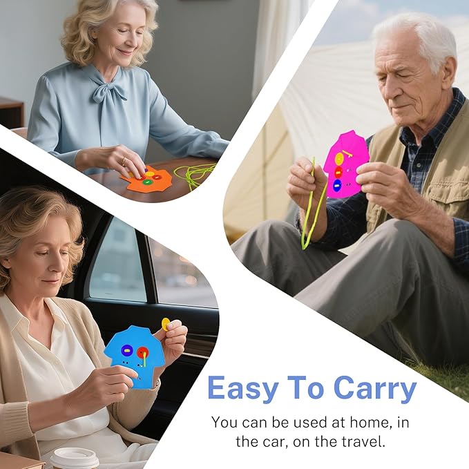 Clothes Lacing Cards for Seniors with Dementia & Alzheimer‘s - Fine Motor Skills Activity with Buttons & Zipper, Occupational Therapy Tools for Elderly to Practice Dressing Skills