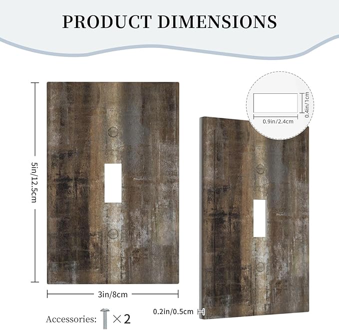 Light Switch Cover Plate Tan Brown Rustic Abstract Wood Vintage Wooden 1 Gang Single Toggle Decorative Switch Plates Wall Plates Electrical Faceplate Socket Covers for Farmhouse Home Decor