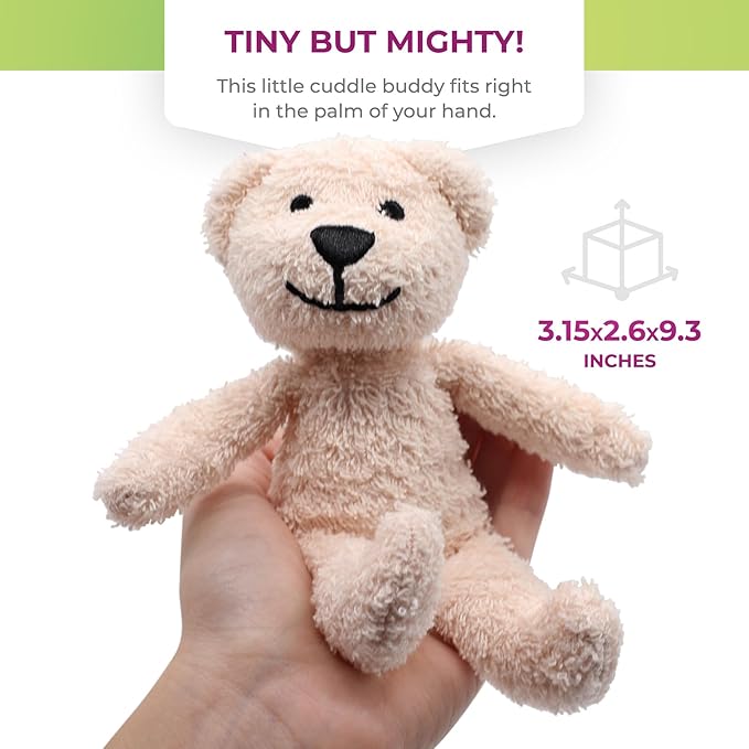 Thermal-Aid Zoo Mini — (Bella the Pink Bear) — Mold-Resistant, Washable Hot & Cold Pack for Kids — Heating and Cooling Pad with Natural Corn Filling — Reusable Plush Toy