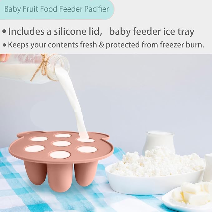 BIGSPINACH Baby Food Storage Containers & Teething Toys Set - Silicone Feeder Tray for Babies 3-18 Months, Breastmilk Popsicle Molds, Pacifier Holder