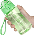 OLDLEY 12oz Kids Motivational Water Bottle for School Girls & Boys, Leak-Proof Tritan BPA-Free, Reusable Bottle with Silicone Straw, Pear