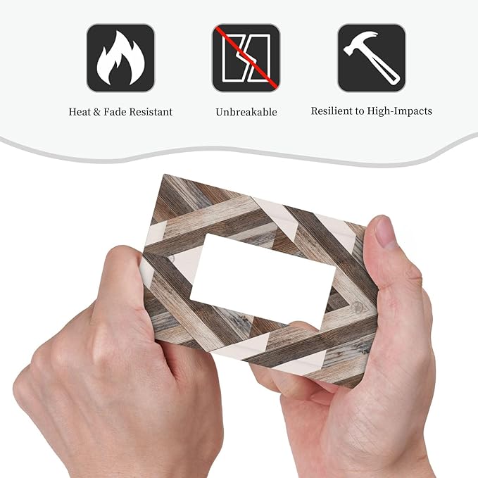 Polygon Collage Abstract Shapes Rustic Wood Panel Print Decorative Outlet Covers 1 Gang Single Rocker Light Switch Cover Plate Wall Plates GFCI Faceplate for Farmhouse Bedroom Decor