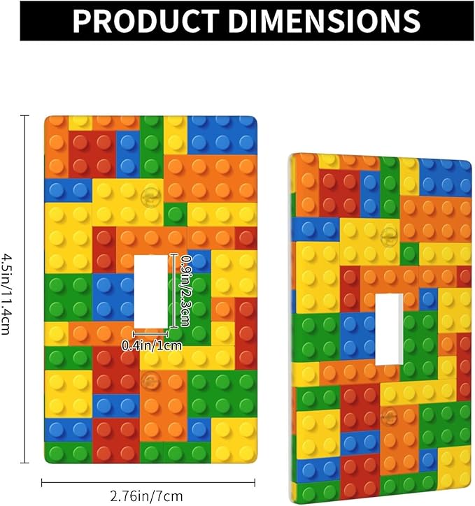 Colorful Bricks Light Switch Cover Plates Decorative Single Toggle Wall Plate, 1 Gang Lightswitch Cover