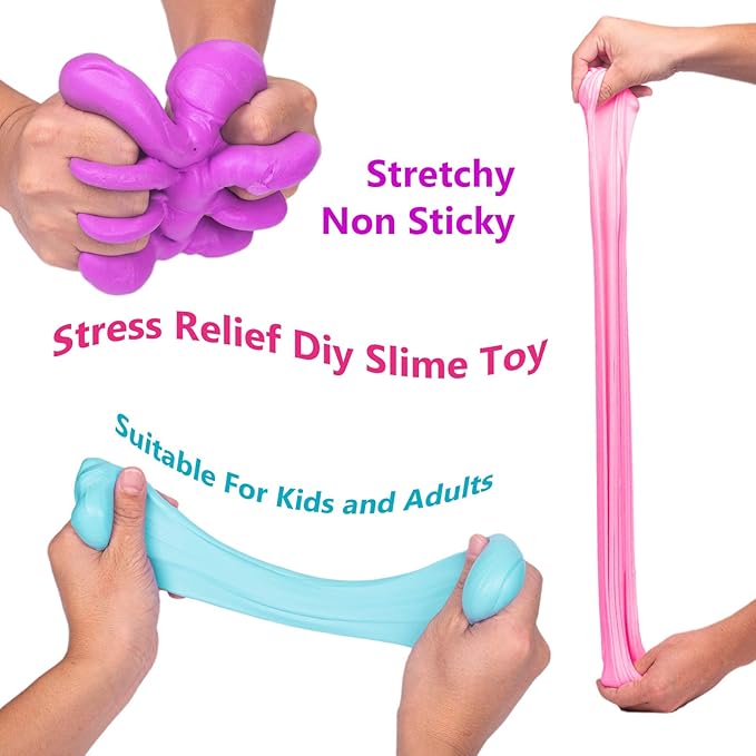 16 Pack Mini Butter Slime Kit, With Pink Watermelon & Lemon Slice Scents. Mermaid Slime Included - DIY Scented Slime Party Favor and Stress Relief Toy for Boys & Girls