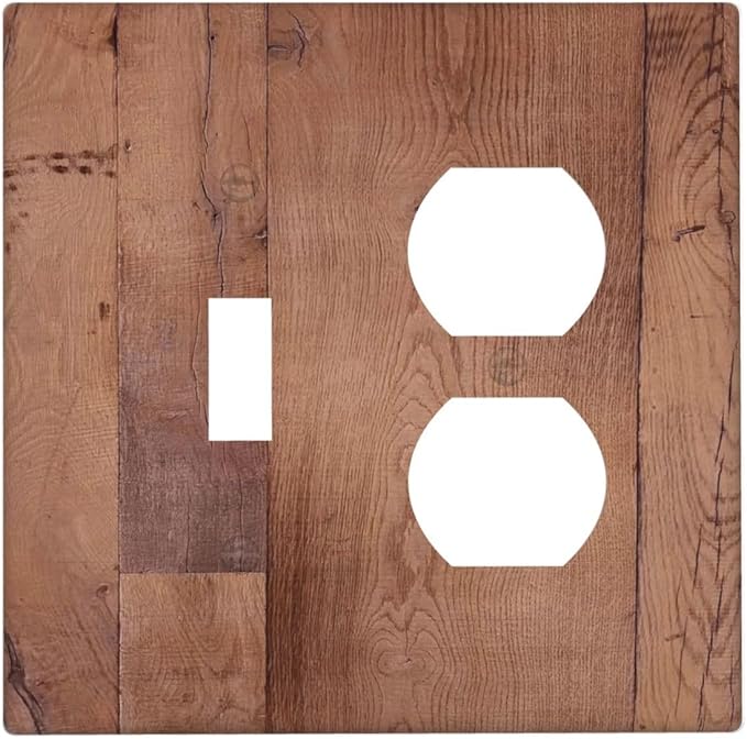 Rustic Brown Dark Wood Texture Printing Wallplates 1 Toggle 1 Duplex Switch Plate Electrical Gfci Faceplate Decorative Light Switch Covers For Farmhouse Cabin Decor
