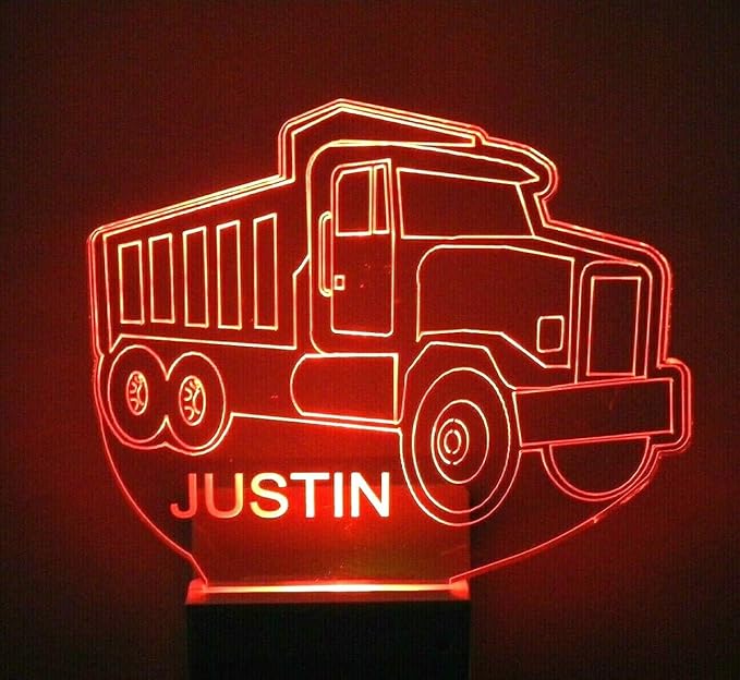 Night Light Multi Color Personalized LED Plug-in, Ultra-Slim Touch Night Light Smart Dusk to Dawn Sensor, Kids Children's Bedroom Kitchen Bathroom Hallway Play Room Variations (Dump Truck Paving)