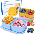 3 Pack Reusable Silicone Snack Containers with Lids, Mini Containers 2 Compartments, Portable Silicone Food Storage Box for Picnic, School lunch, adults Offic, party