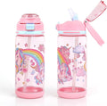 decalsweet Kids Water Bottle 20oz Durable Leak-Proof Plastic Water Cup for Kids Toddlers,With Straw Handle and Pop-Up Spout Cover,Safe for School Sports Daycare Travel & Camp