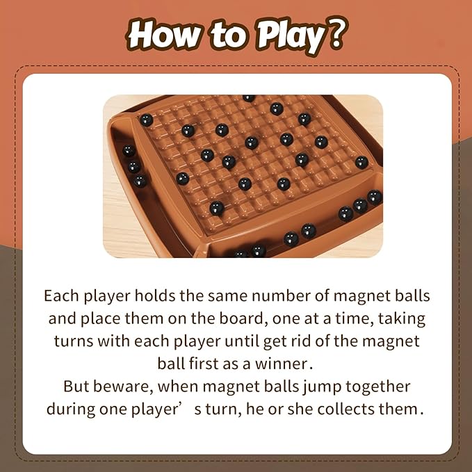 Magnet Game, Magnetic Game Chess 40 Piceses, Family Games for Kids and Adults, Board Game for Kids 8-12 Family Games Night 2-4 Players, Gifts for Teens Kid (Brown)