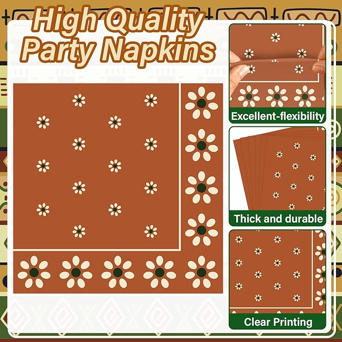 100 Pcs Cielito Lindo Plates Platos De Barro Mexicanos Mexican Party Plates and Napkin Set Mexican Fiesta Birthday Decoration Supplies Tableware Terracotta Flower Clay Pottery Party Favor Serves 25
