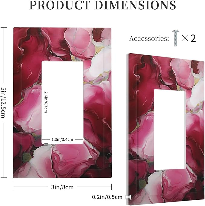 Decorative Outlet Covers Abstract Luxury Red Gold Marble Textures 1 Gang Single Decora GFCI Device Light Switch Covers Plate 1 Rocker Wall Plate Jumbo Face Plate for Bedroom Decor
