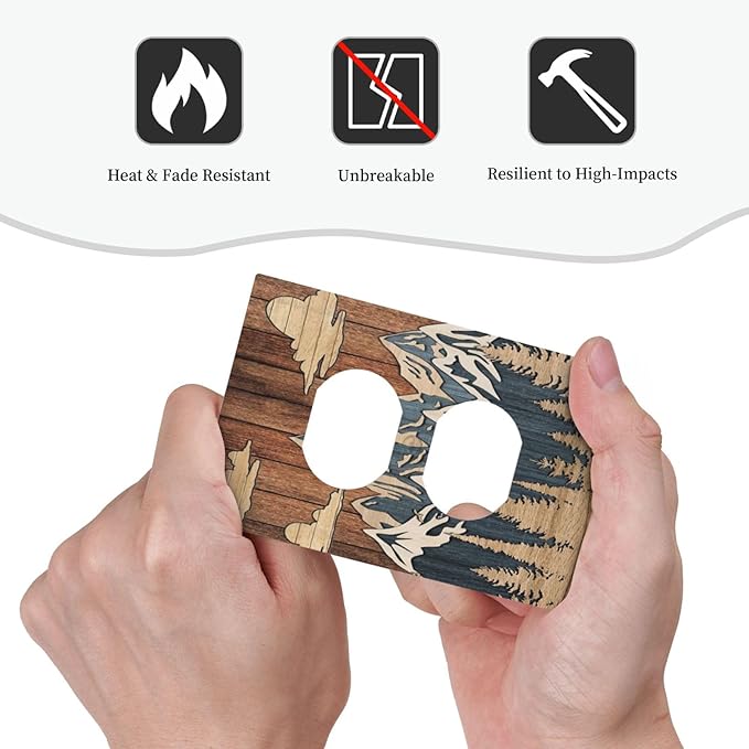 Blue Mountain Range Forest Nature Wilderness Wood Texture Outlet Covers 1 Gang Duplex Light Switch Cover Decorative Switch Plates Electrical Receptacle Faceplate Wall Plate for Farmhouse Home Decor