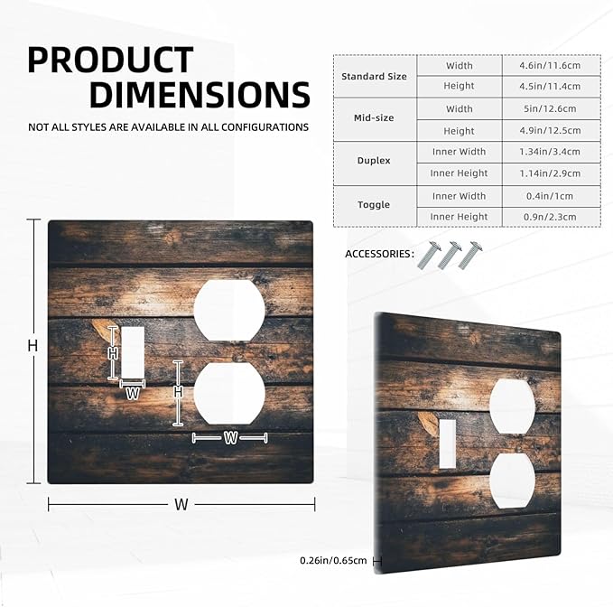 Wallplates Brown Vintage Wooden Board Rustic Wood 1 Toggle 1 Duplex Switch Plate Electrical Gfci Faceplate Decorative Light Switch Covers For Farmhouse Cabin Decor